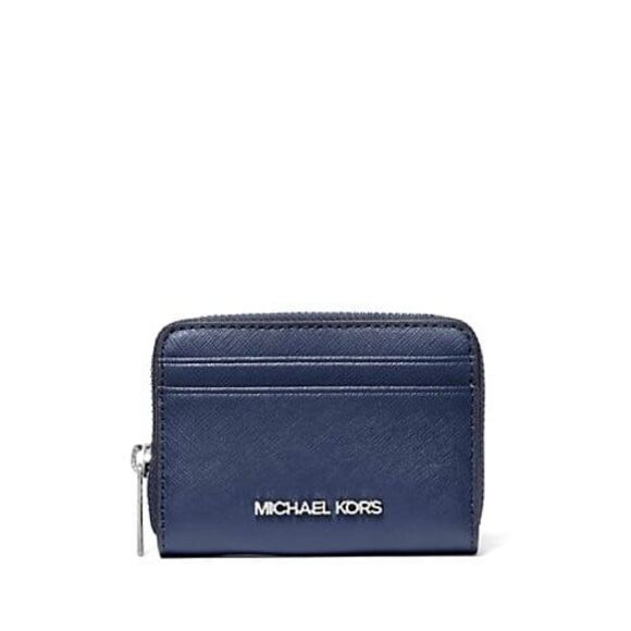 New Michael Kors Jet Set Travel Medium Saffiano Leather Wallet Navy - Picture 1 of 3